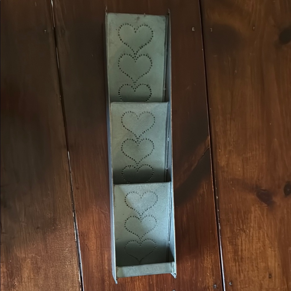 Metal Wall Organizer with Heart Stamped Design